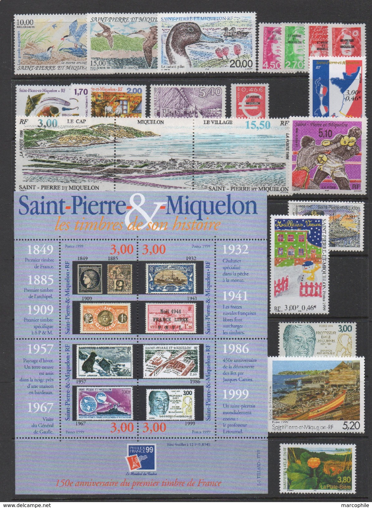 SAINT PIERRE & MIQUELON / 1986-1999 COMPLET ** SOUS FACIALE / 9 IMAGES (ref 6367) - Verzamelingen & Reeksen