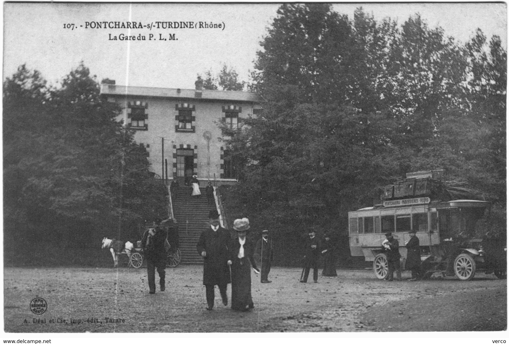 Carte Postale Ancienne De PONTCHARRA SUR TURDINE-la Gare Du P.L.M - Pontcharra-sur-Turdine
