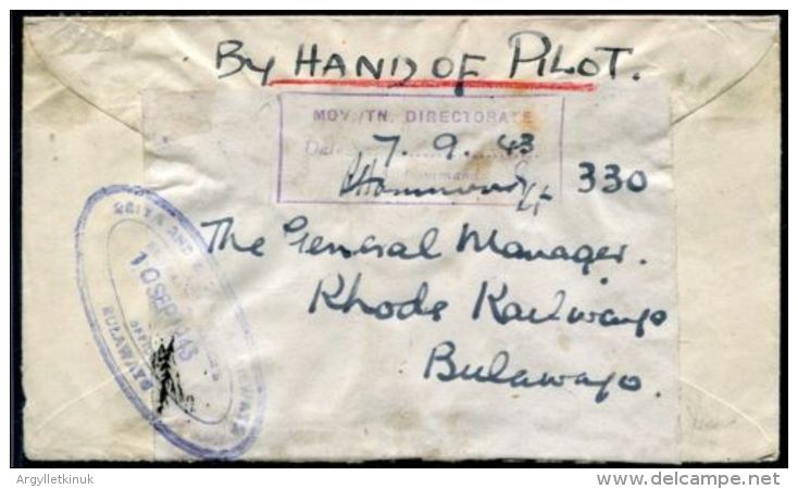 RHODESIA BULAWAYO WORLD WAR TWO RAILWAY BY HAND OF PILOT 1943 - Rhodésie Du Nord (...-1963)