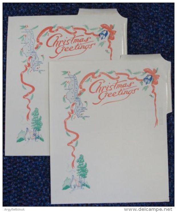 NYASALAND 1952 CHRISTMAS AIR LETTERS STATIONERY LAKE MAP - Nyassaland (1907-1953)