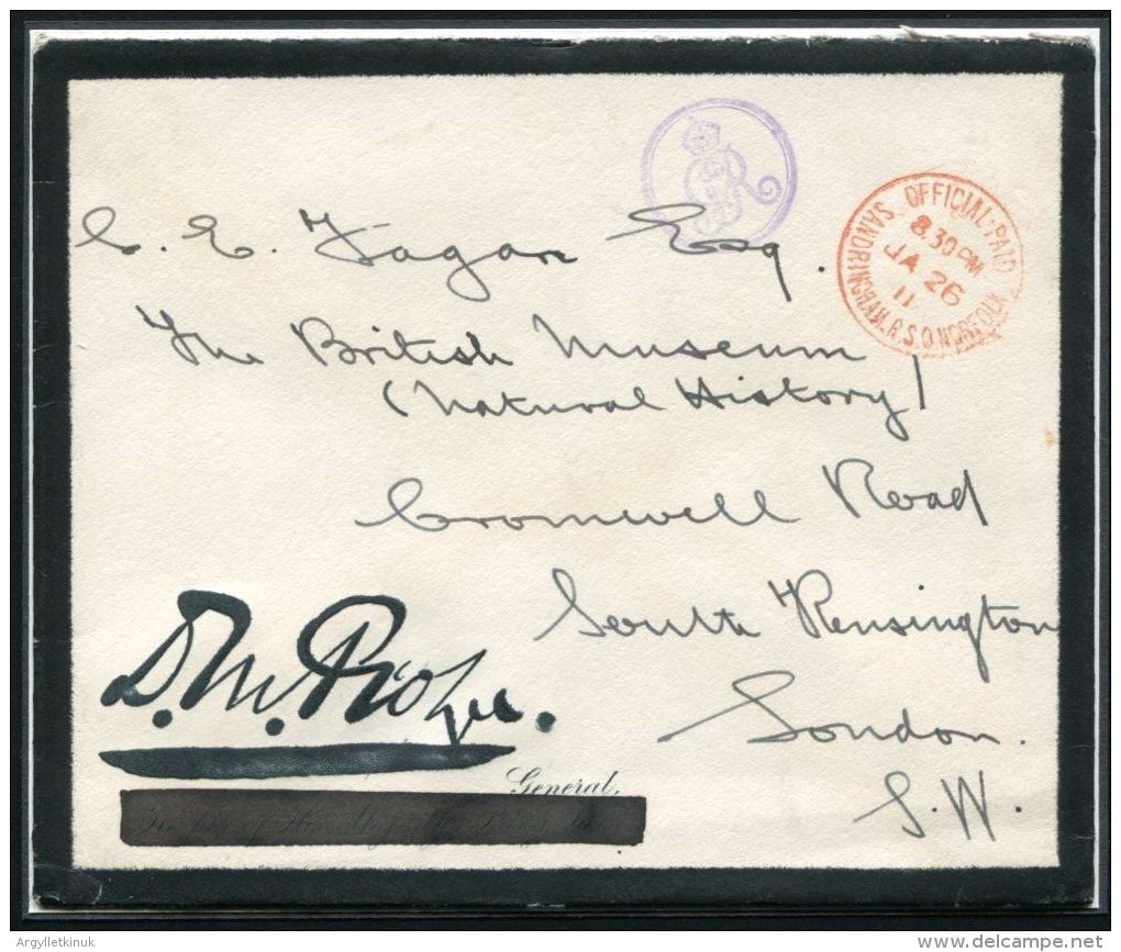 MOURNING COVER SANDRINGHAM OFFICIAL PAID GEORGE V BRITISH MUSEUM 1926 - Non Classés