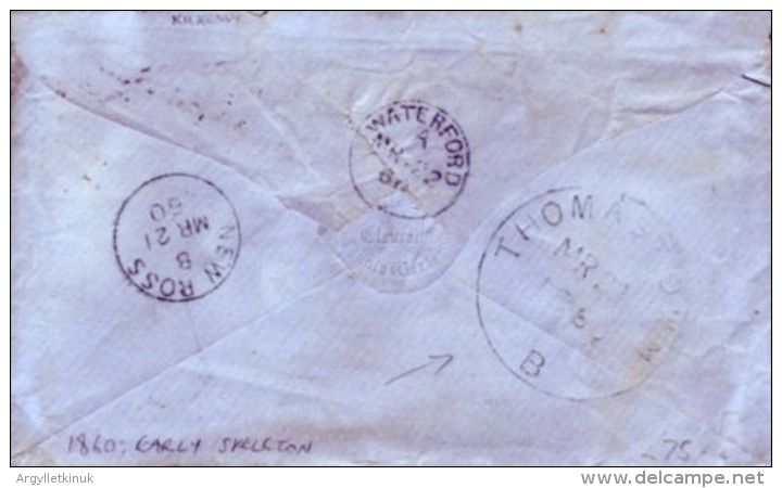 GB 1860 'THOMASTOWN' SKELETON CANCEL - Lettres & Documents