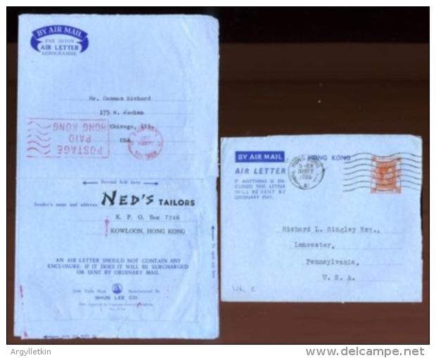 HONG KONG AIR LETTERS 1950 AND 1967 - Enteros Postales