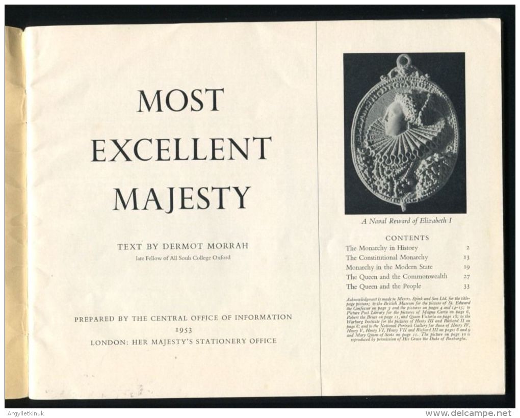 THE HISTORY OF THE BRITISH CROWN MOST EXCELLENT MAJESTY BYDERMOT MORRAH 1953 - Historical Documents