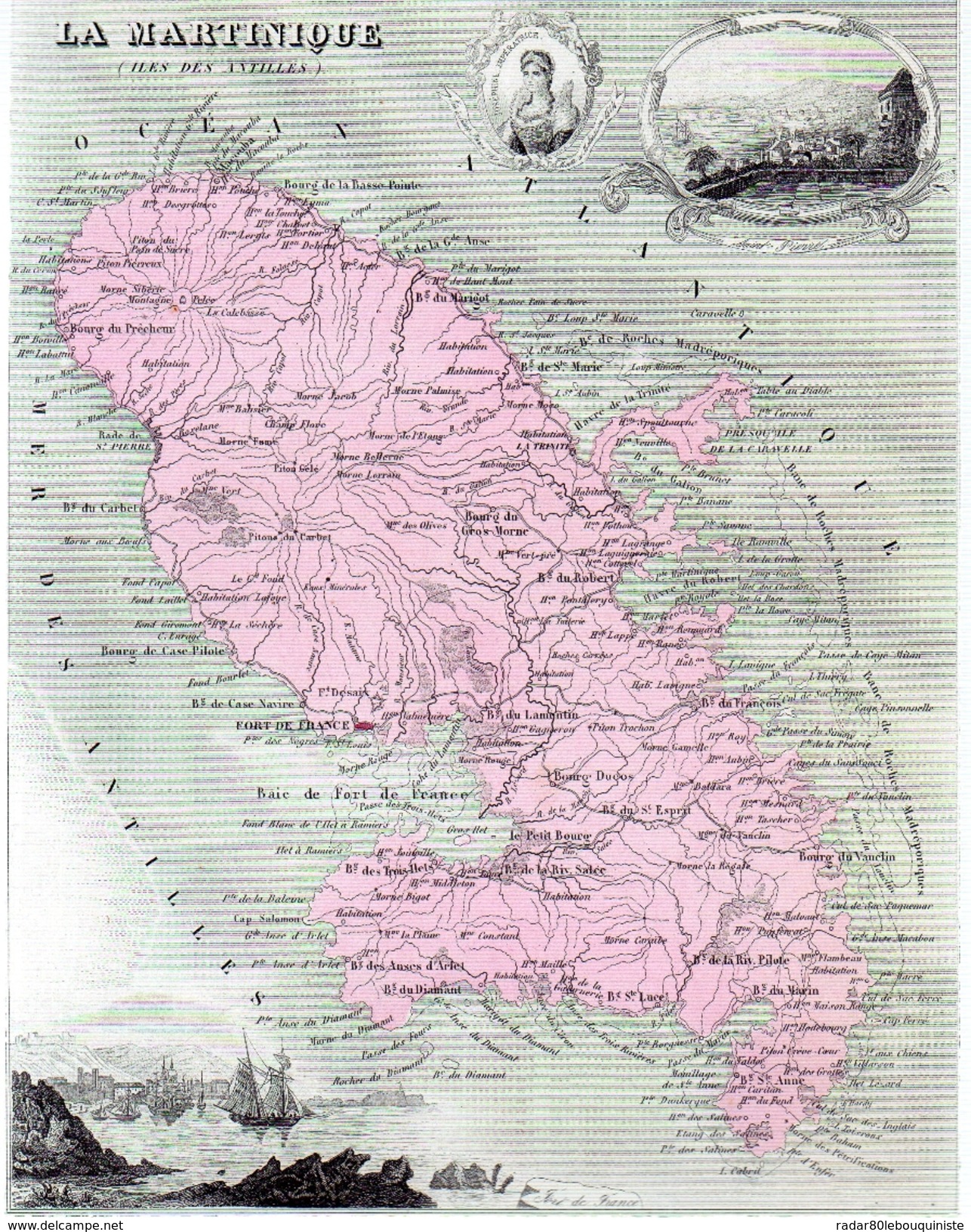 La Martinique.feuille:223 X 174 Mm.19e - Cartes Géographiques