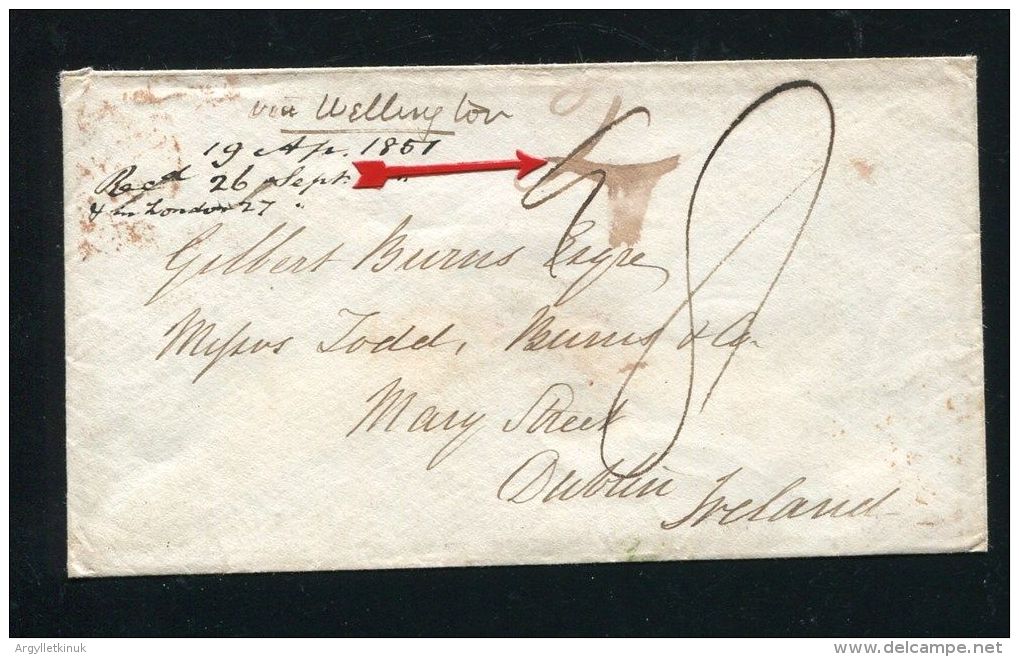 NEW ZEALAND OTAGO 1851 RARE MANUSCRIPT DUBLIN IRELAND - ...-1855 Prephilately