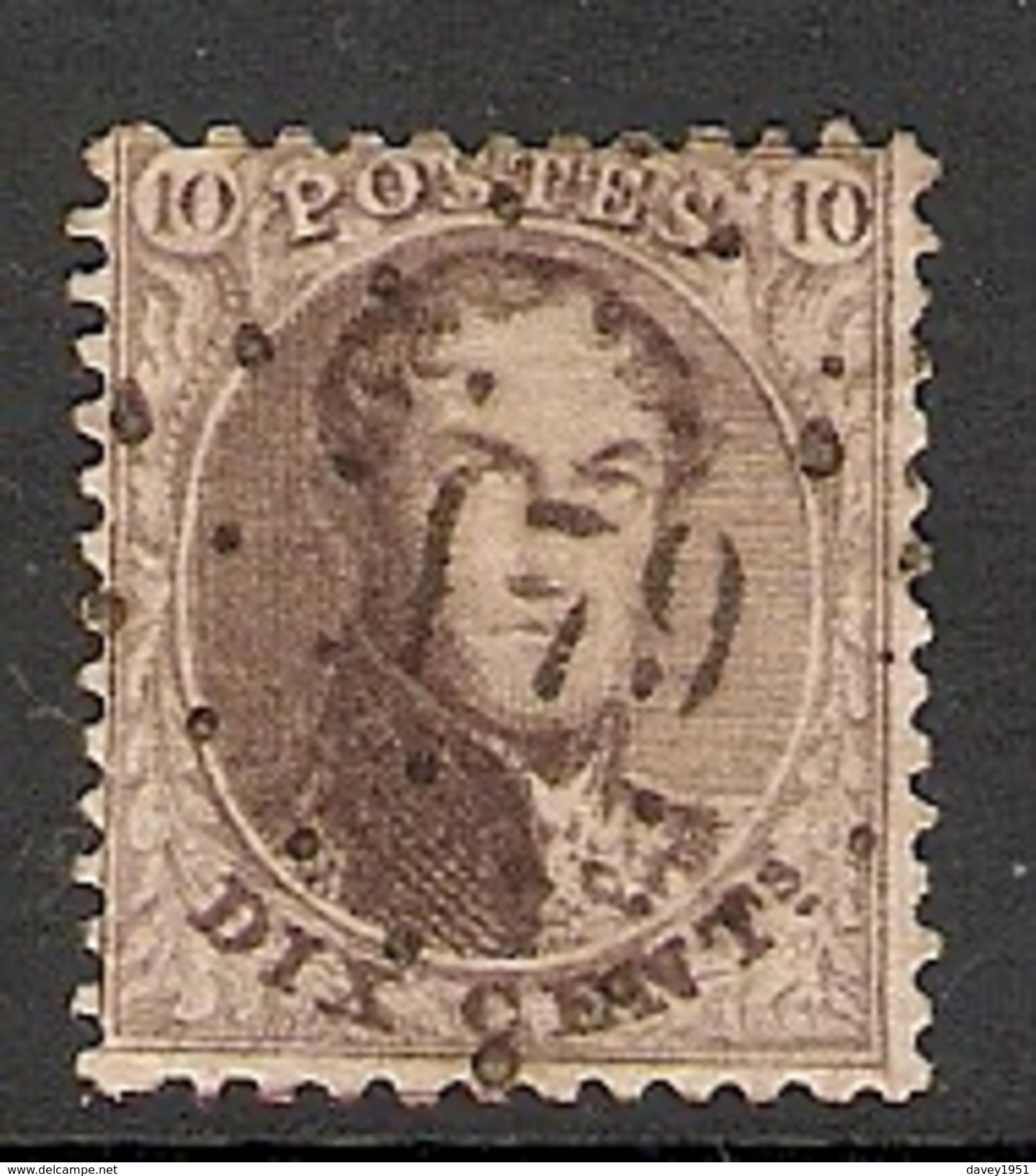 003881 Belgium 1863 10c Used - 1863-1864 Medallions (13/16)