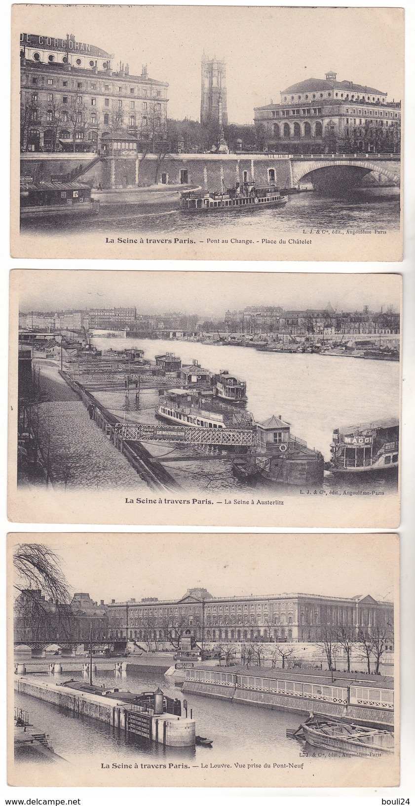 BE17-  PARIS LOT PETIT PRIX DE 4 CPA DE LA SERIE  LA SEINE A TRAVERS PARIS - Mostre