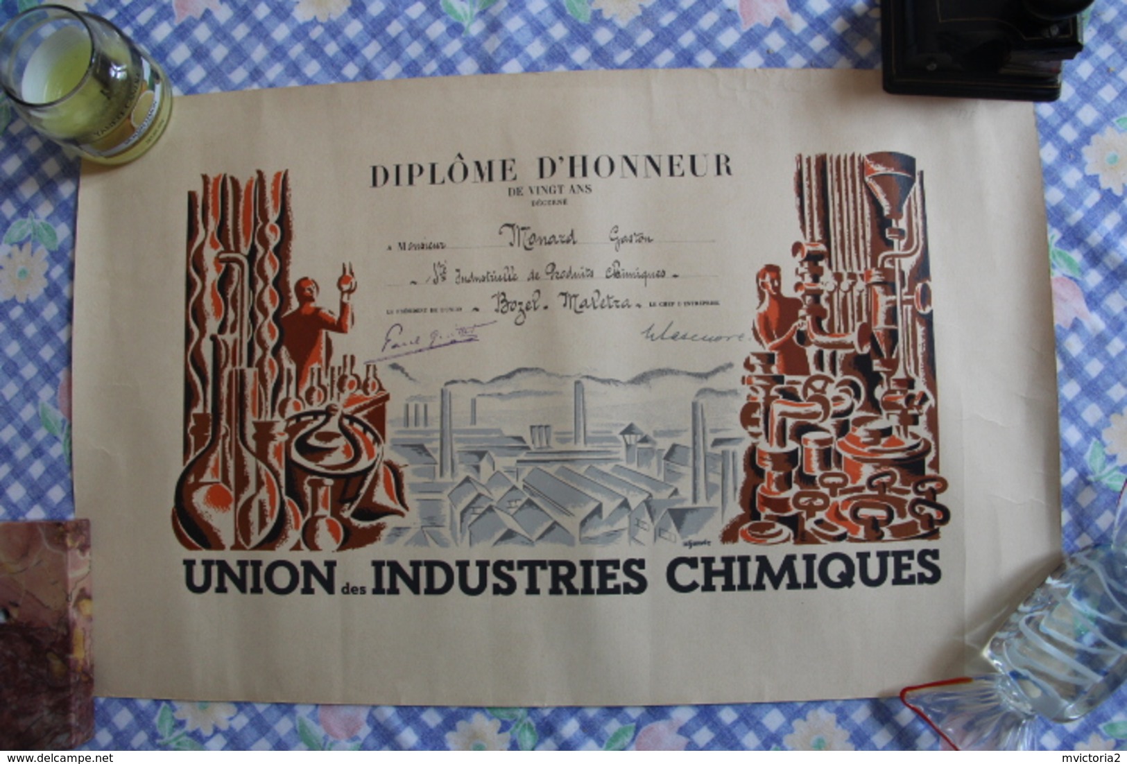 Diplôme D'Honneur De L'Union Des Industries Chimiques - Diploma's En Schoolrapporten