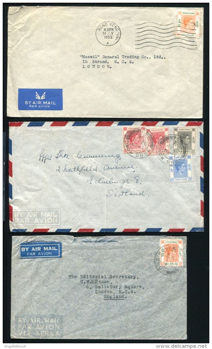 HONG KONG KING GEORGE 6TH AIRMAIL COVERS - Lettres & Documents