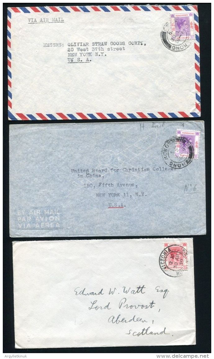 HONG KONG KING GEORGE 6TH AIRMAIL COVERS - Cartas & Documentos