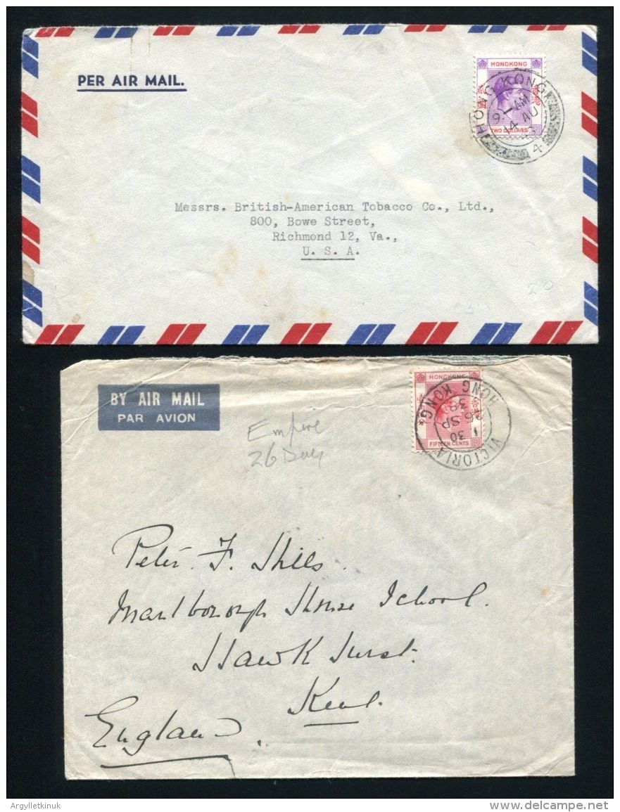 HONG KONG KING GEORGE 6TH AIRMAIL COVERS - Brieven En Documenten