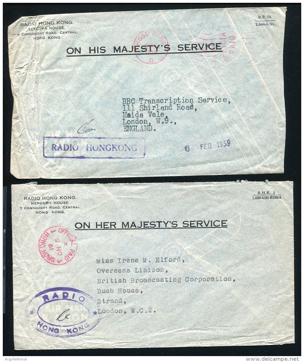 HONG KONG OFFICIAL OHMS RADIO COVERS 1959 AND 1961 - Covers & Documents