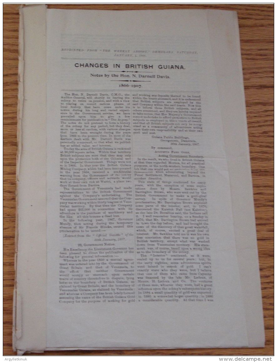 3 ARTICLES BY HON. N. DARNELL DAVIS 1866-1907 CHANGES BRITISH GUIANA COLONIAL - Documentos Históricos