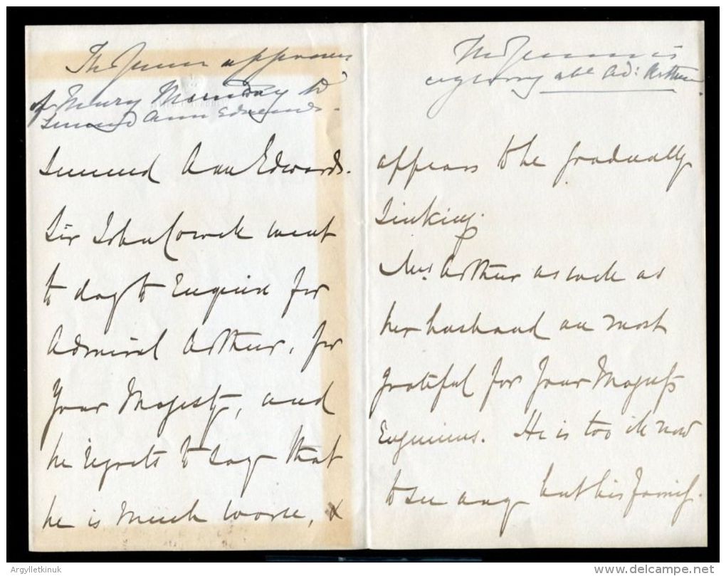 QUEEN VICTORIA COMMENTS SIR JOHN COWELL NEW HOUSE MAID ADMIRAL ARTHUR 86 - Historical Documents