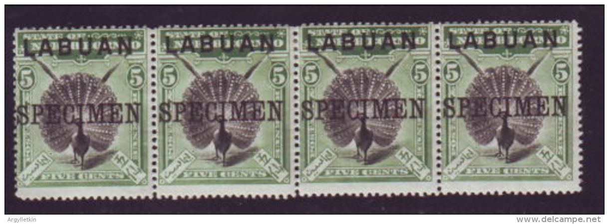 LABUAN 1897 5c STRIP OVERPRINTED "SPECIMEN" - Other & Unclassified