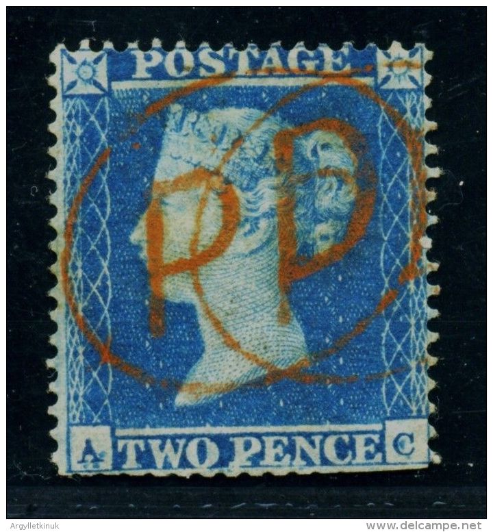 GB 1854 2d BLUE SMALL CROWN PERF 16 PLATE 4 - Used Stamps