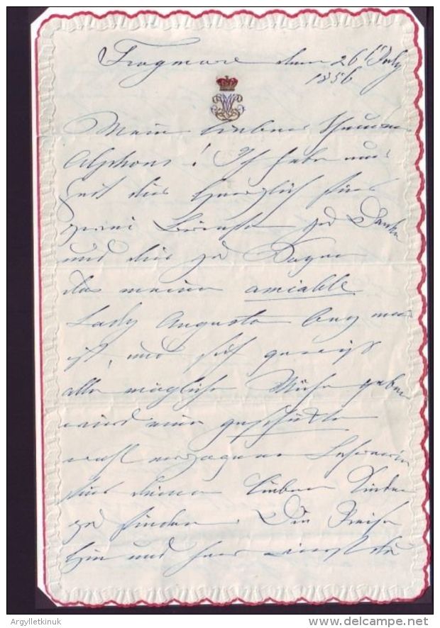 HAND WRITTEN LETTER FROM DUCHESS OF KENT MOTHER QUEEN VICTORIA 1856 POUILLY - Historical Documents