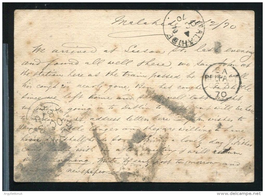 GREAT BRITAIN IRELAND 1870 STATIONERY SECOND DAY OF USE - Antrim