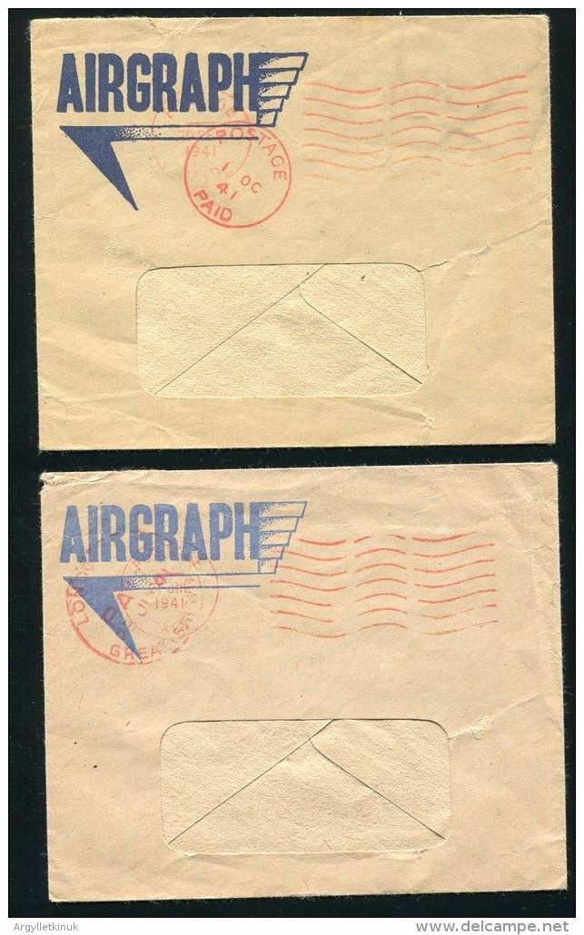 GREAT BRITAIN AIR GRAPH STATIONERY DOUBLE POSTMARKS WORLD WAR TWO - Stamped Stationery, Airletters & Aerogrammes