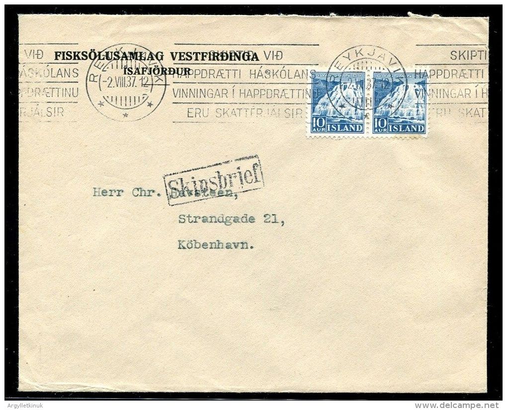 ICELAND PAQUEBOT MARITIME REYKJAVIK 1937 - Briefe U. Dokumente