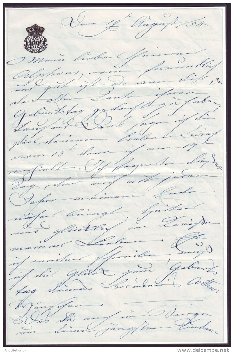 DUCHESS OF KENT QUEEN VICTORIA'S MOTHER LETTER 1854 - Historical Documents