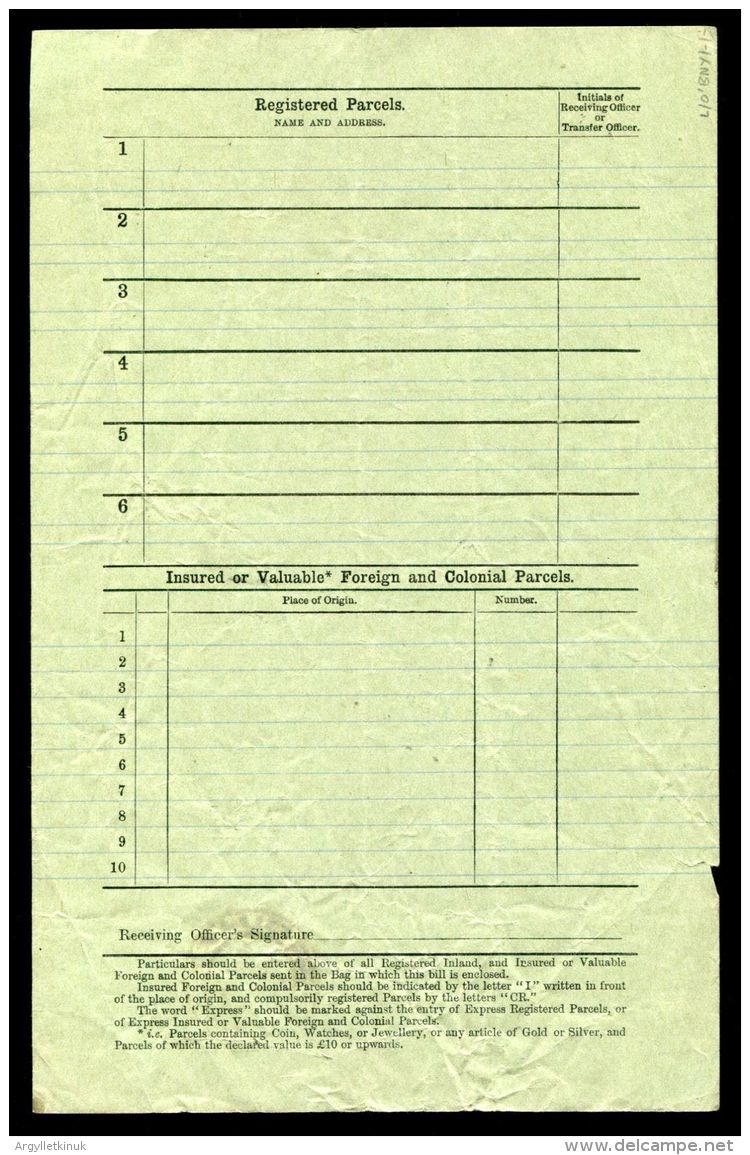 GB SCOTLAND ABERDEEN P.O. STATIONERY PARCEL BILL 1903 - Stamped Stationery, Airletters & Aerogrammes