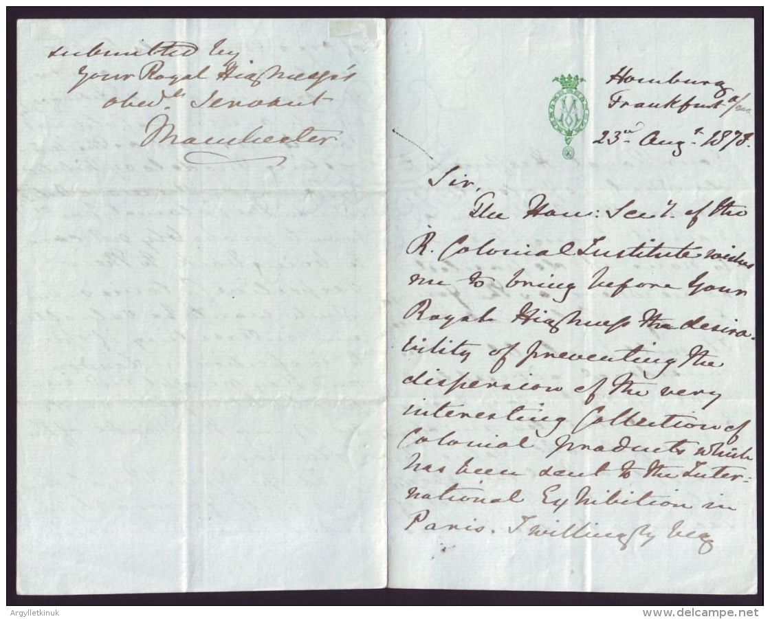 LETTER FROM JAMES FRASER BISHOP OF MANCHESTER TO PRINCE ALBERT EDWARD OF WALES - Historical Documents