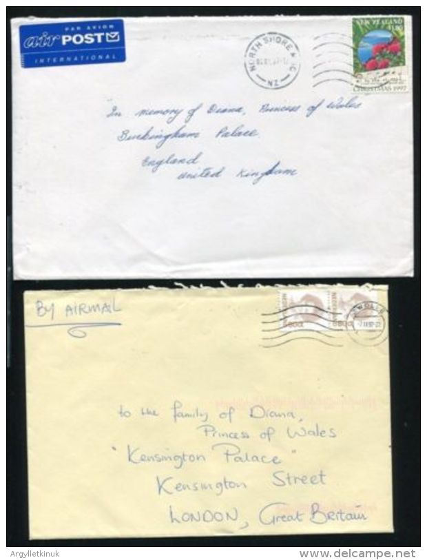 4 ORIGINAL ENVELOPES RELATING TO DEATH OF PRINCESS DIANA OF WALES 1997 + OTHER - Obituary Notices