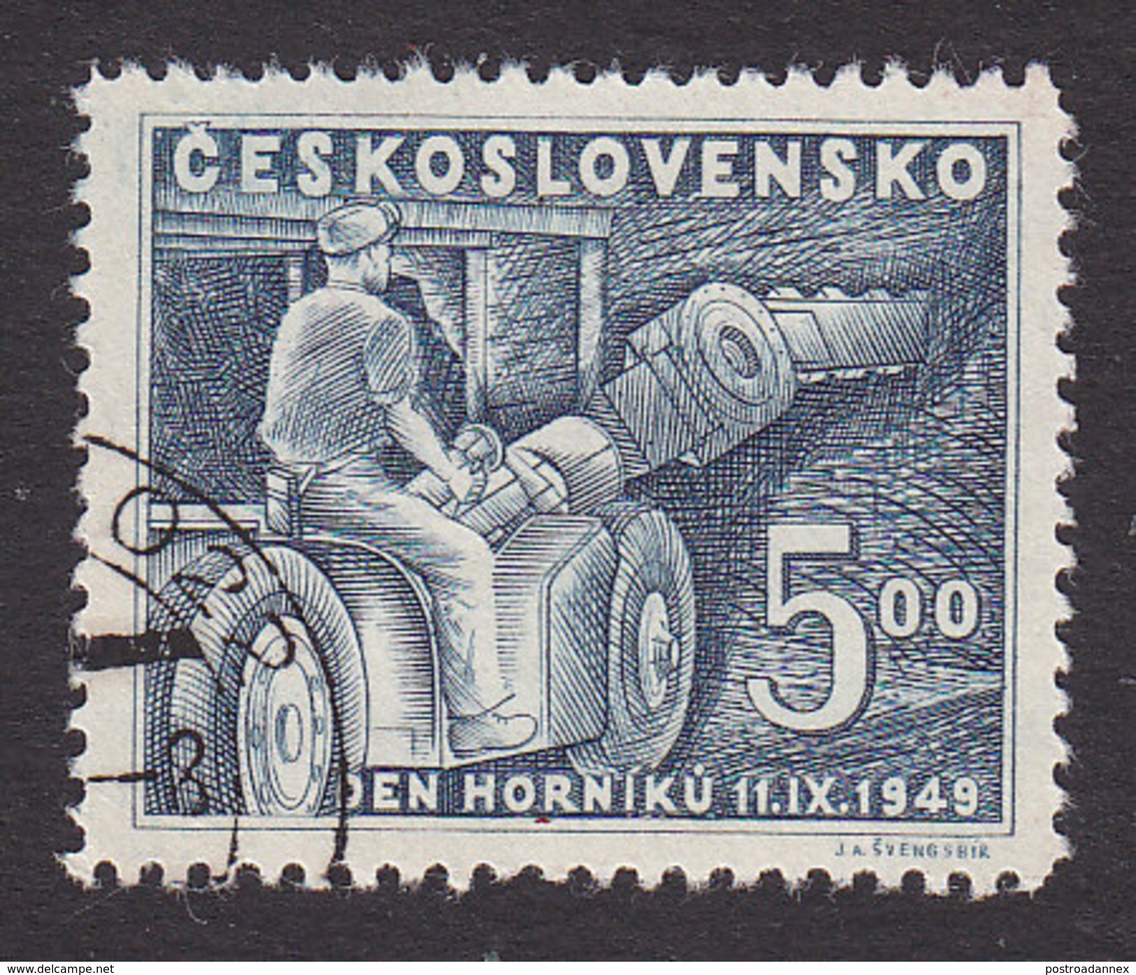 Czechoslovakia, Scott #396, Used, Mining Machine, Issued, 1949 - Gebraucht