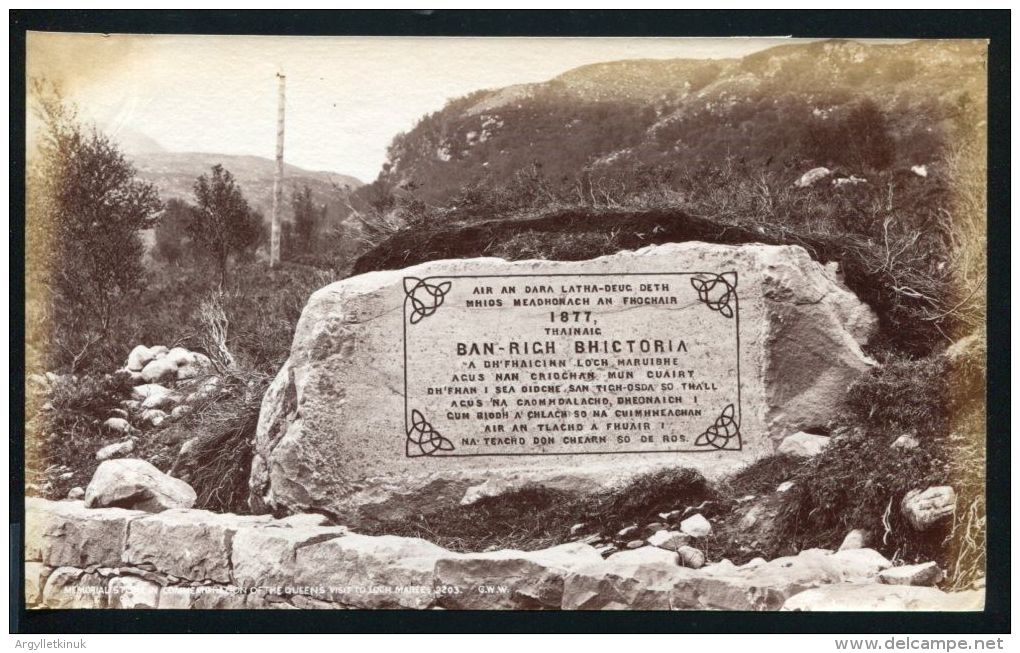 FINE ORIGINAL ANTIQUE PHOTO MEMORIAL STONE QUEEN VICTORIA VISIT SCOTLAND 1877 - Places