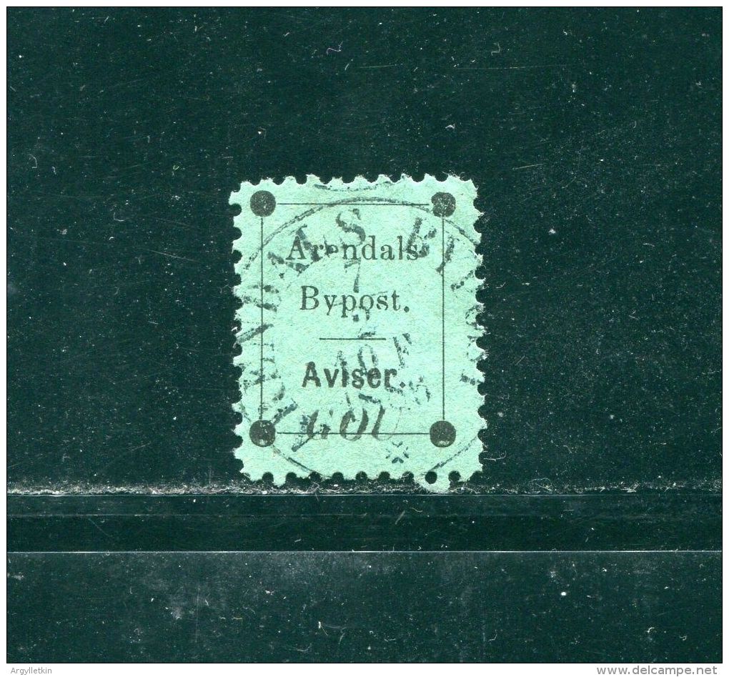 NORWAY LOCAL TOWN POST ARENDAL RARE NEWSPAPER STAMP 1886 - Emissioni Locali