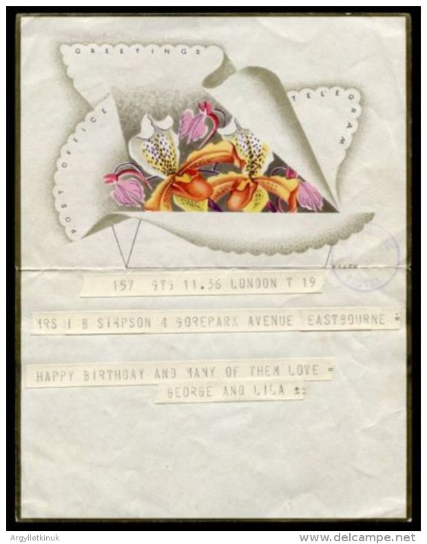 GB SUSSEX ORCHIDS GREETINGS TELEGRAM 1939 - Unclassified