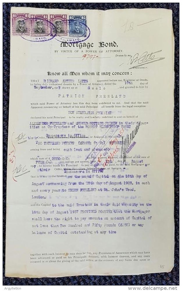 SOUTHERN RHODESIA ADMIRALS REVENUES 1927 GWELO BULAWAYO - Autres & Non Classés