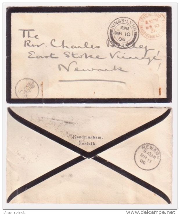 CHARLOTTE KNOLLYS LETTER & ENVELOPE QUEEN ALEXANDRA SANDRINGHAM  OFFICAL PAID - Historical Documents