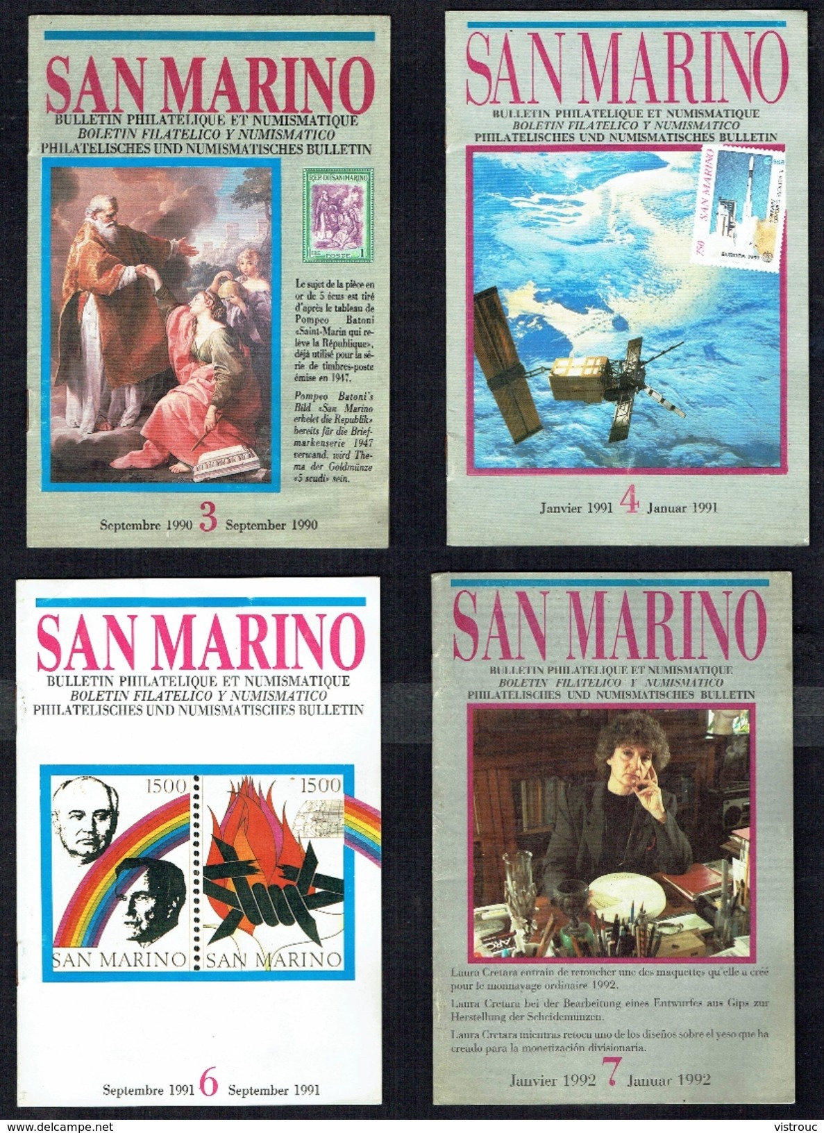 SAN-MARINO - 7 Bulletins Philatéliques - Années 91 à 93. - Andere & Zonder Classificatie