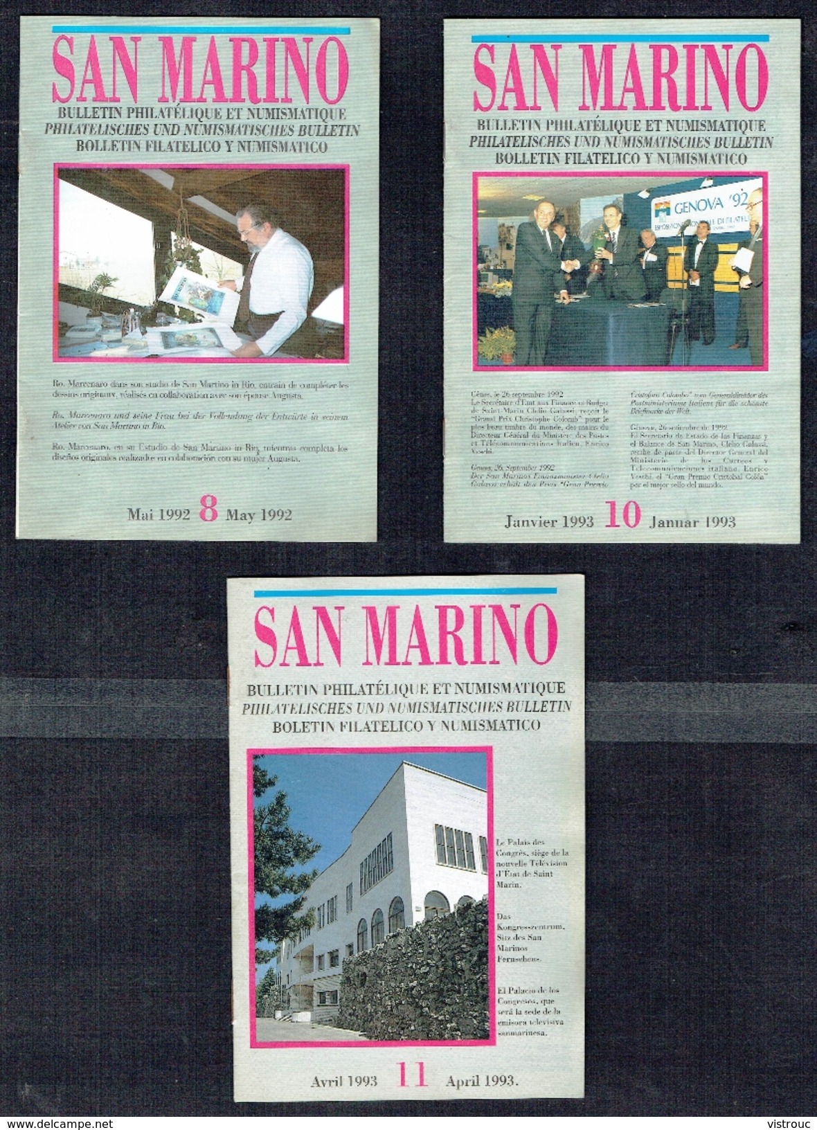 SAN-MARINO - 7 Bulletins Philatéliques - Années 91 à 93. - Autres & Non Classés