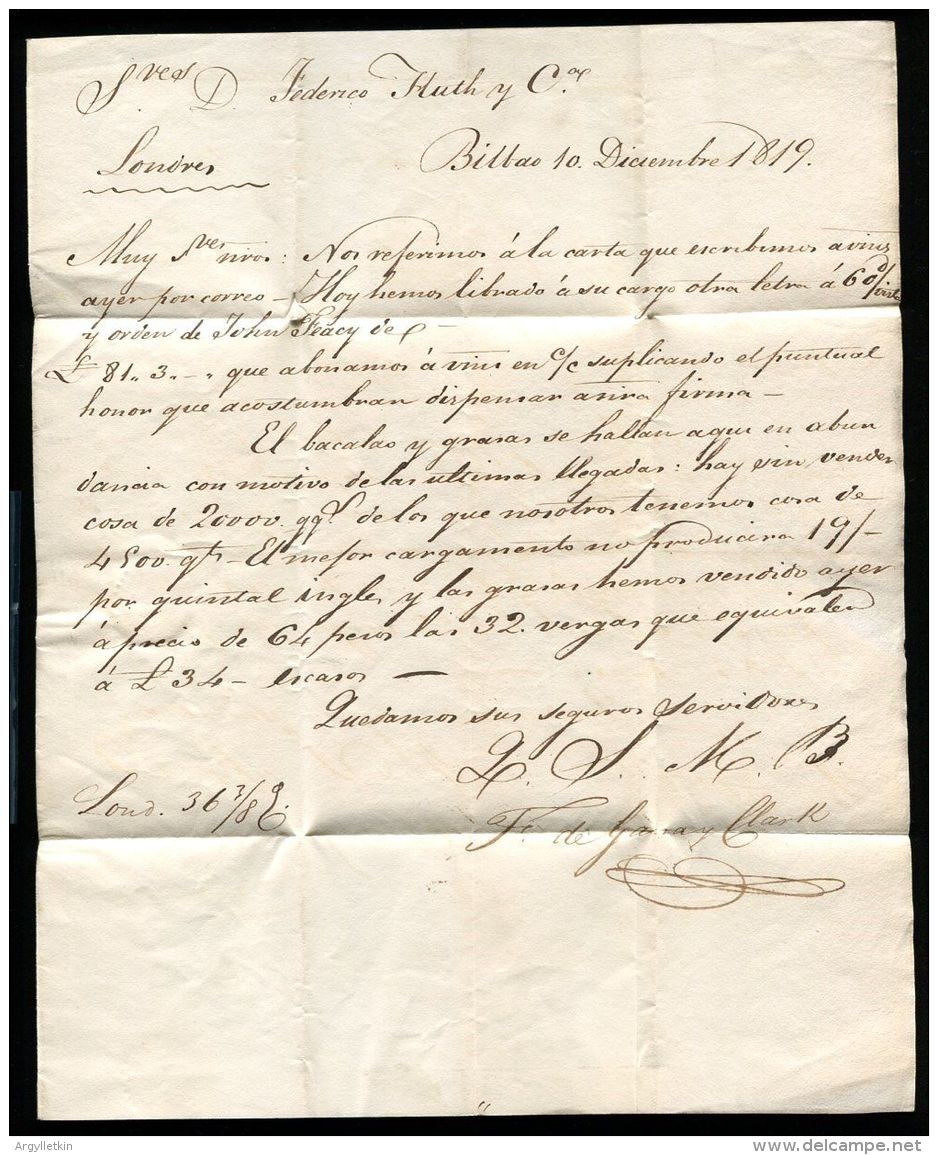 SPAIN GB SHIP LETTER MARITIME BILBAO POOLE DORSET 1819 - ...-1850 Vorphilatelie