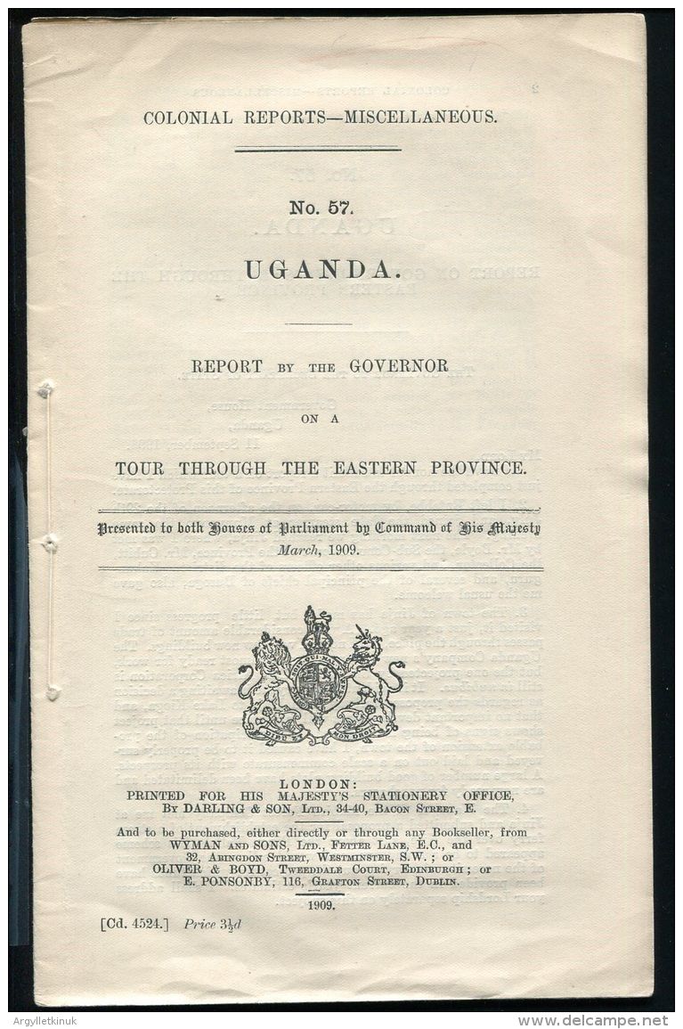 UGANDA 1909 EASTERN PROVINCE TOUR GOVERNOR BELL - Historical Documents