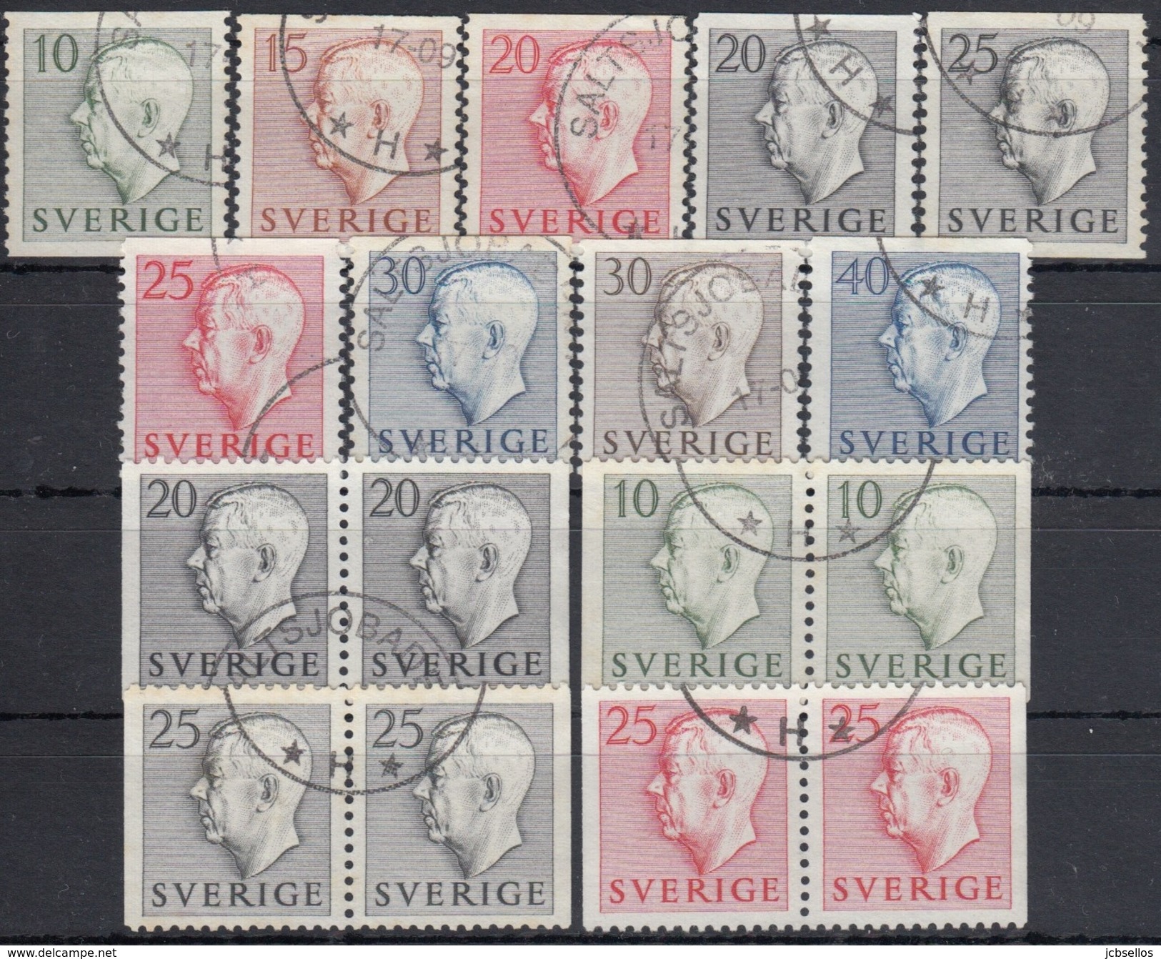 SUECIA 1951/1952 Nº 355/63 + 355b/60b USADO - Gebraucht