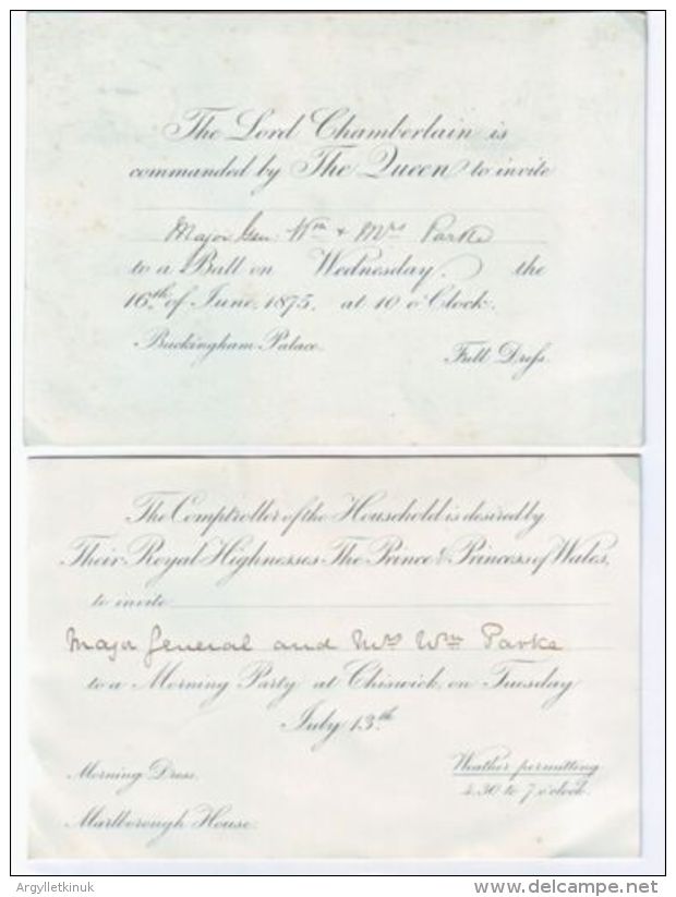 TWO ROYAL TICKETS MORNING PARTY CHISWICK & BALL BUCKINGHAM PALACE 1864 - Tickets - Vouchers