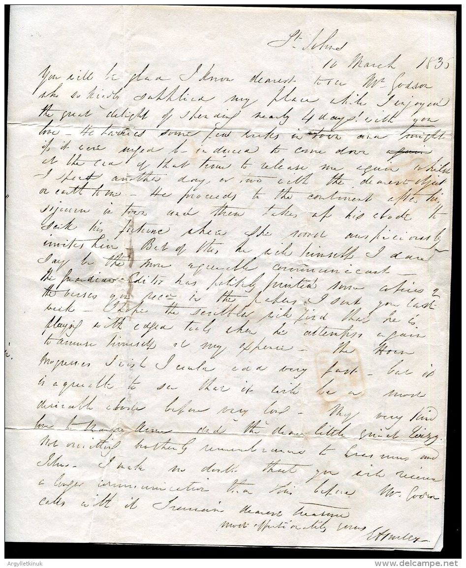 GREAT BRITAIN 1836 ENTIRE LETTER LONDON WORCESTER POEMS - ...-1840 Préphilatélie