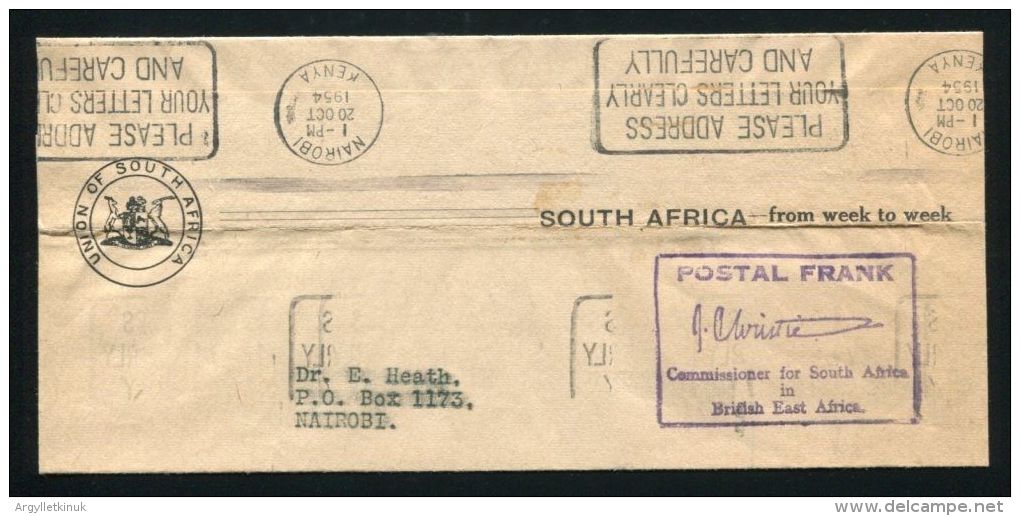 KENYA WRAPPER POSTAL FRANK COMMISSIONER BRITISH EAST SOUTH AFRICA NAIROBI 54 - Kenya, Uganda & Tanganyika