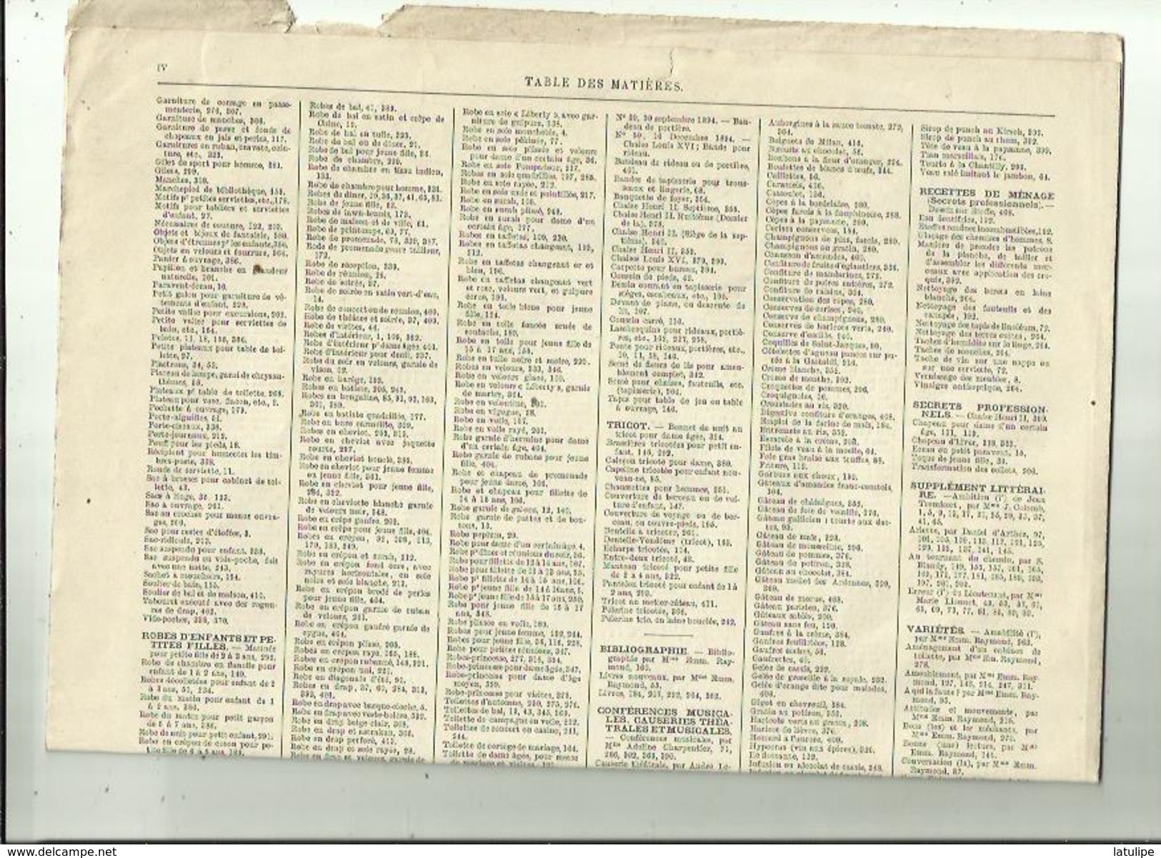 Journal De Famille-Mode-Illustrée(Table Des Matières)  35em Année Librairie FIRMIN -DIDOT & Cie A Paris Et  Mesnil -Eure - Haute Couture