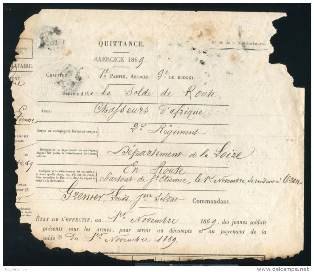 RARE DOCUMENT THAT SURVIVED THE BURNING OF MINISTRY OF FINANCE 22 MAY 1871 - Historical Documents