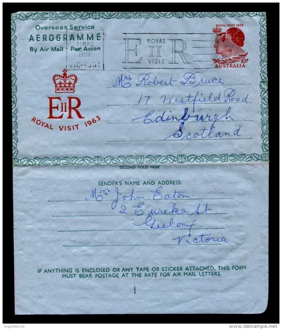 AUSTRALIA AIR LETTER ROYAL VISIT 1963 QUEEN ELIZABETH - Historical Documents