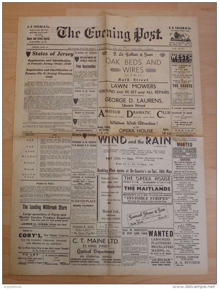 JERSEY WORLD WAR TWO NEWSPAPERS CLOCKS BIG BEN - Historical Documents
