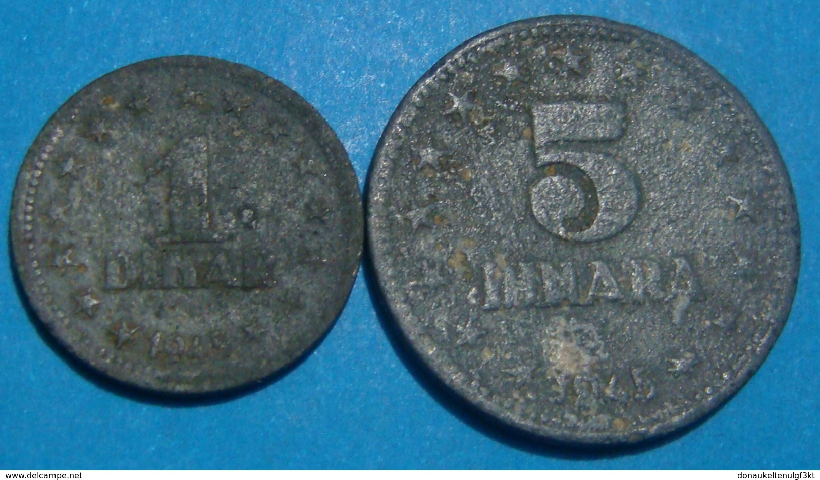 RARE YUGOSLAVIA 1 AND 5 DINARA 1945 - Yugoslavia