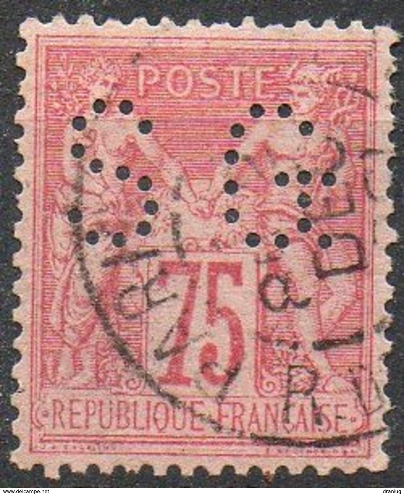 France - N°81 Perforé Oblitéré - Dents Courtes - 1876-1898 Sage (Tipo II)