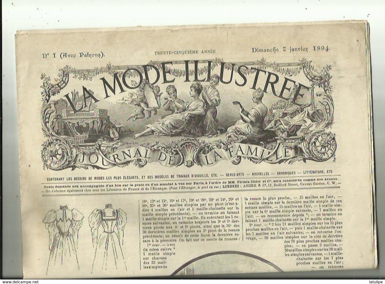 Journal De Famille-Mode-Illustrée(Table Des Matières)  35em Année Librairie FIRMIN -DIDOT & Cie A Paris Et  Mesnil -Eure - Designermode